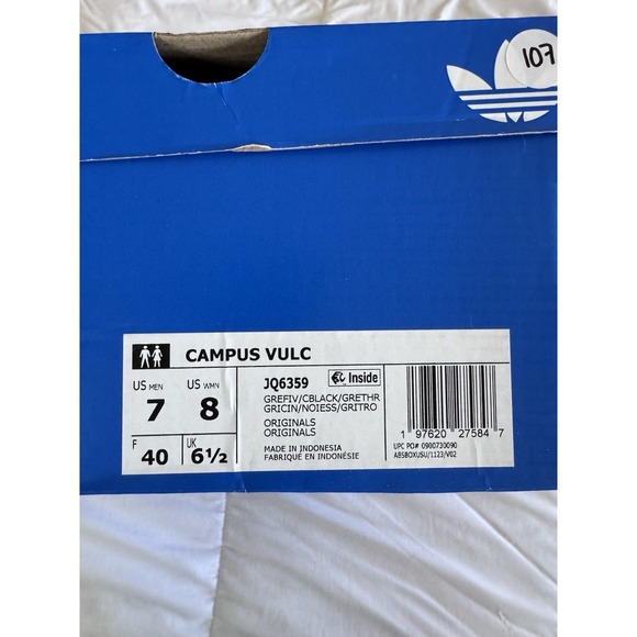 New Adidas Originals Campus Size 8w Vulc Black/ Gray Shoes JQ6359 - Picture 10 of 11